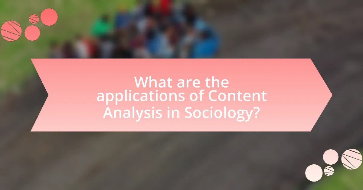 What are the applications of Content Analysis in Sociology?
