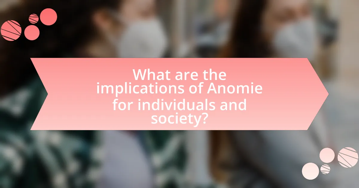 What are the implications of Anomie for individuals and society?