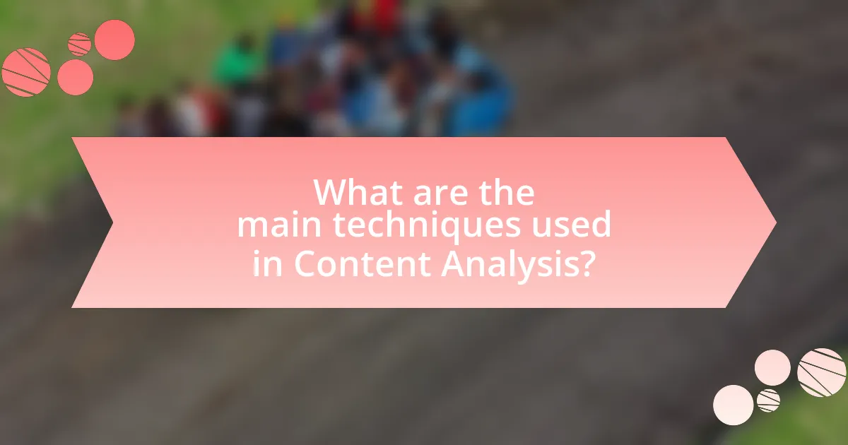 What are the main techniques used in Content Analysis?