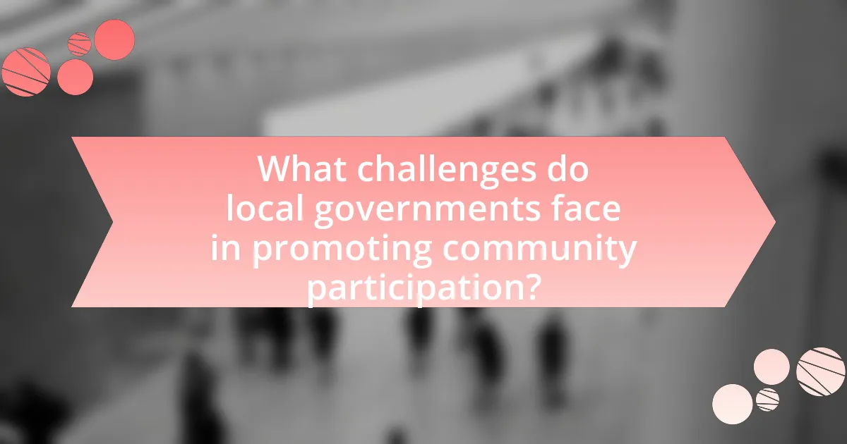 What challenges do local governments face in promoting community participation?