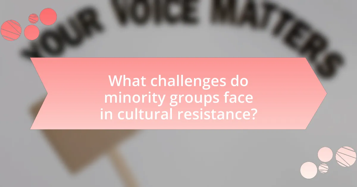 What challenges do minority groups face in cultural resistance?